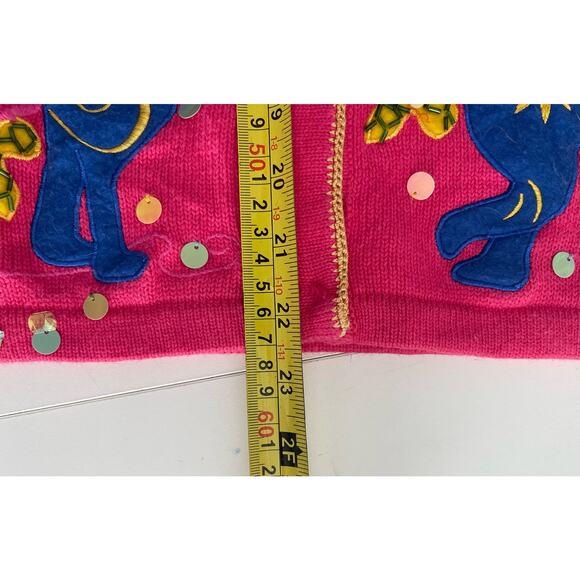 VTG Pink Cat Cardigan Morgan Cole with Embroidered Cats and Florals - Size Sm - Picture 6 of 7